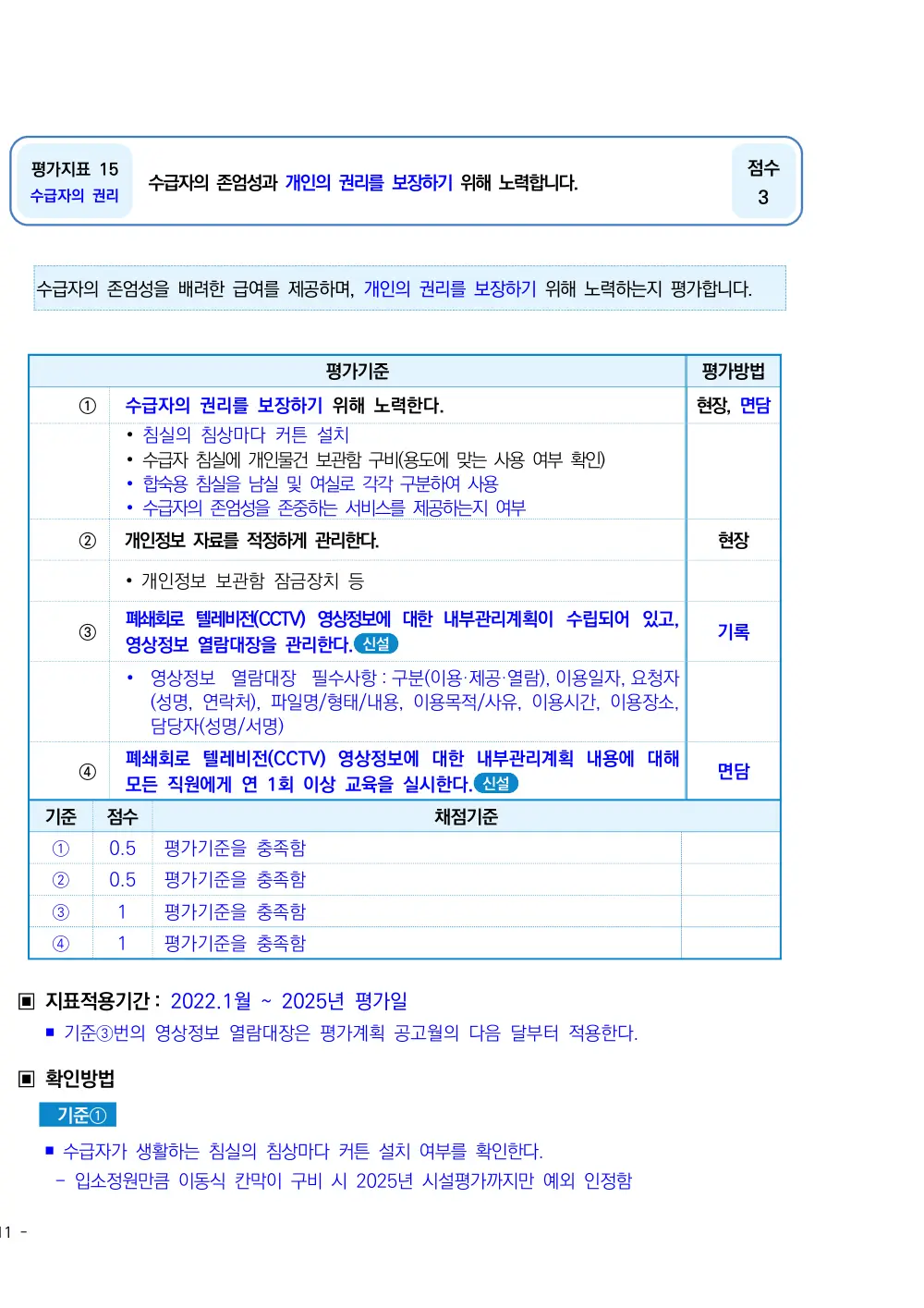 2025년 시설급여(노인요양시설) 평가매뉴얼 원본 쪽 1/7
