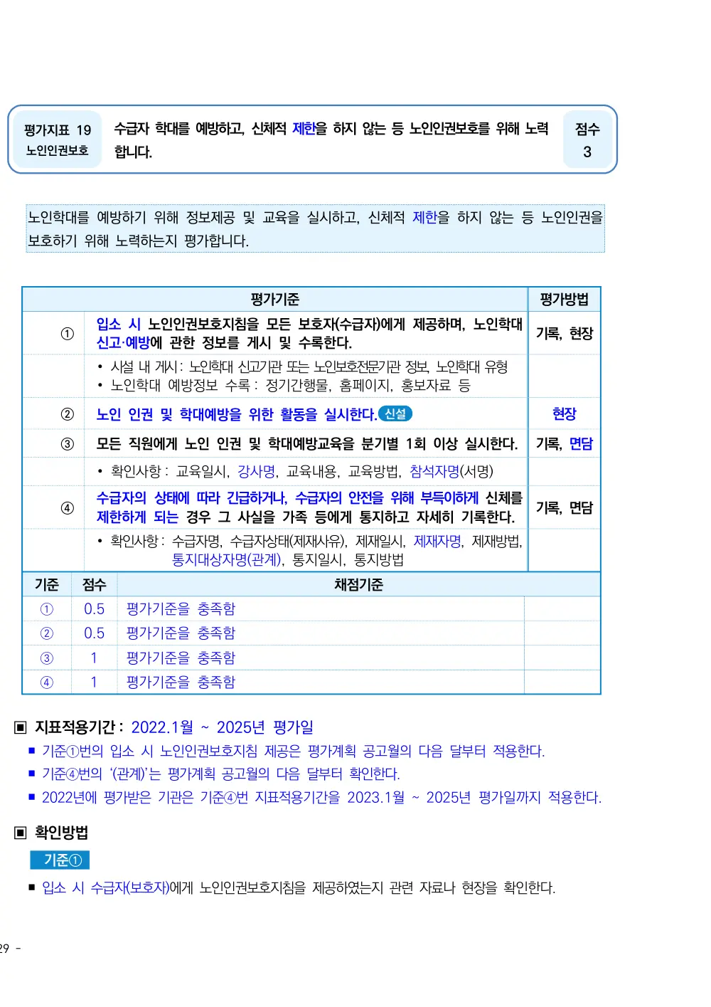2025년 시설급여(노인요양시설) 평가매뉴얼 원본 쪽 1/7