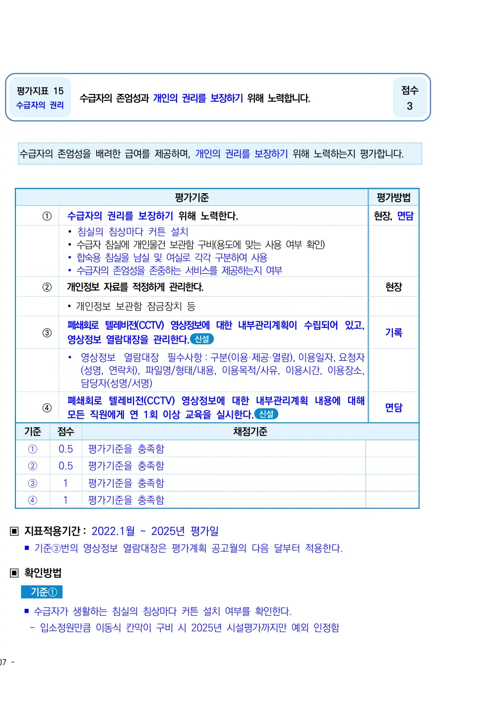 2025년 시설급여(노인요양공동생활가정) 평가매뉴얼 원본 쪽 1/7